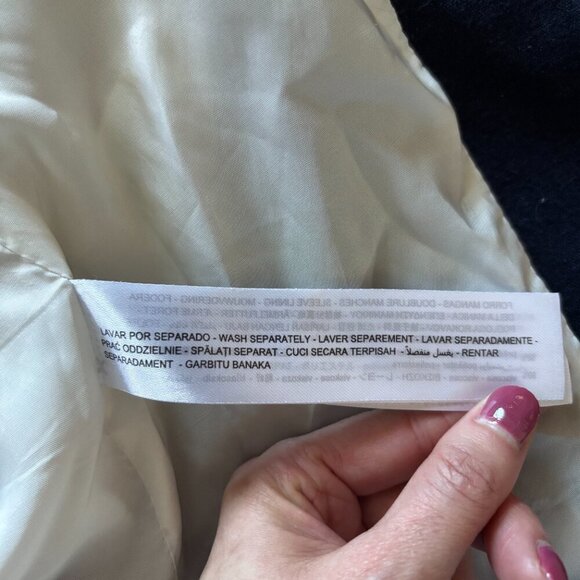 Zara Oversized Linen Roll Up Sleeve Open Front Navy Blue Blazer Womens XS Preppy - Picture 6 of 11